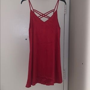 Short Mini Deep Red Flowy Dress